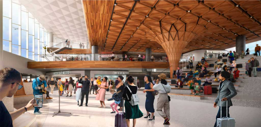 Miller Hull Partnership y Woods Bagot diseñan la expansión del aeropuerto Sea-Tac de madera