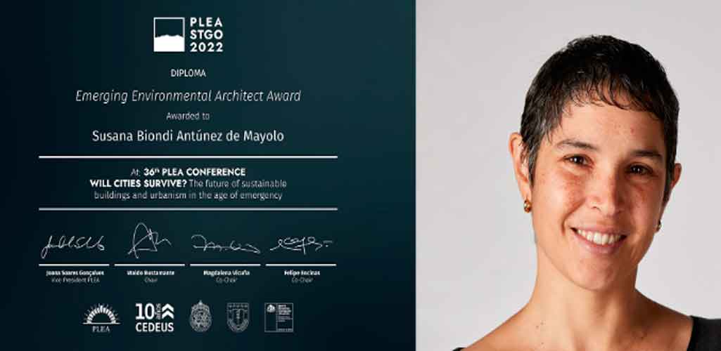 Susel Biondi, docente de Arquitectura recibe premio en el congreso PLEA 2022